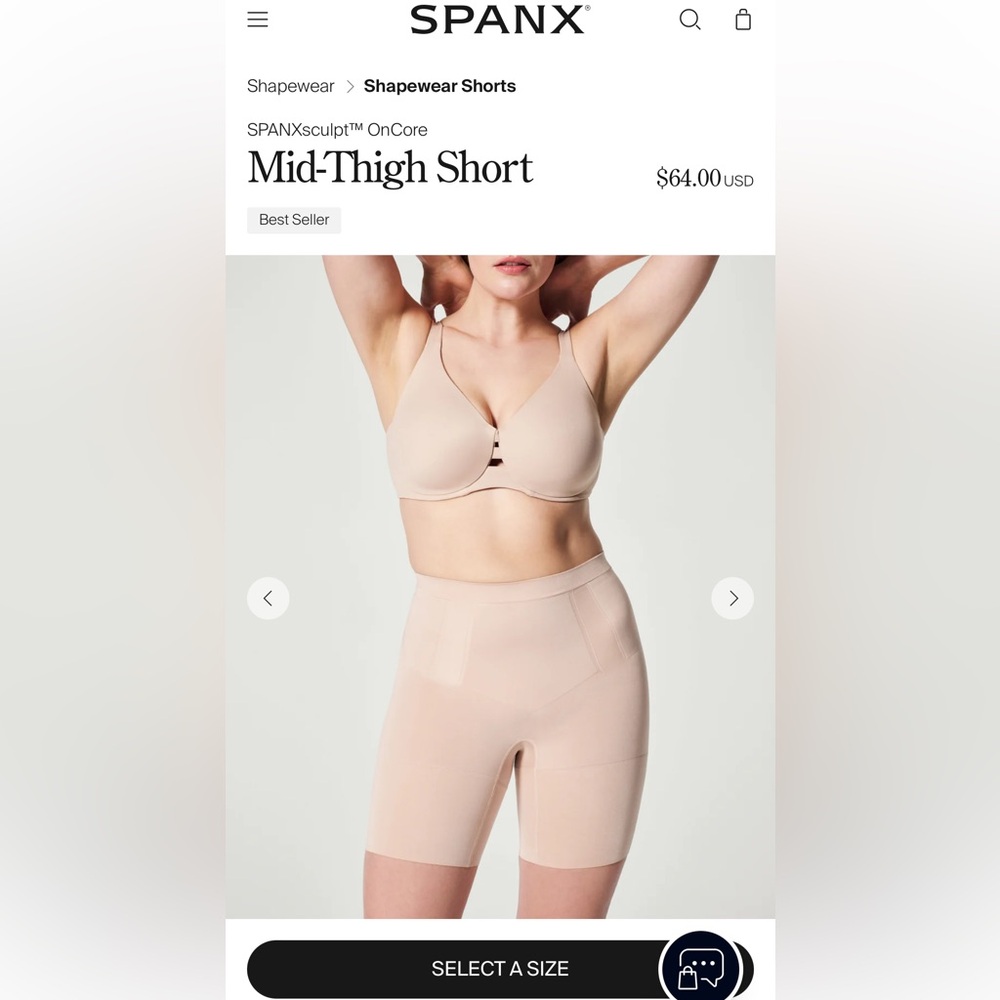 SPANX Sculpting Mid-Thigh Shorts in Nude